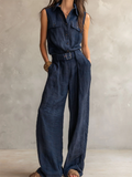 Minimalist Casual Belted Jumpsuit
