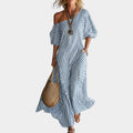 OffâShoulder Striped Maxi Dress