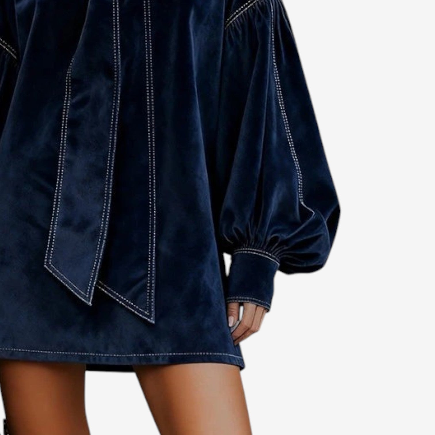 Velvet Bow-Neck Mini Dress