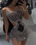 Sexy Rhinestone Mini Dress