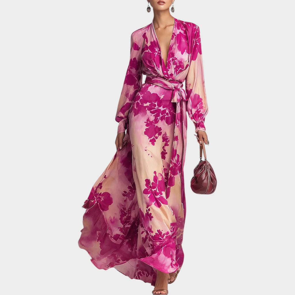 Flowy Floral Wrap Dress