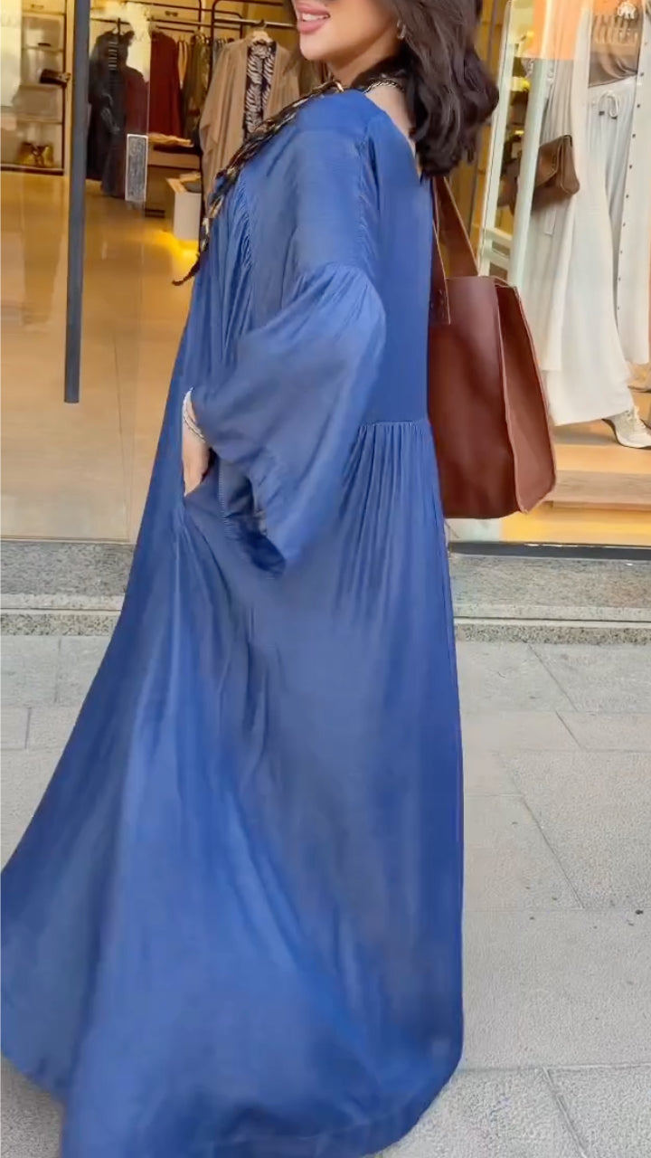 Women's Loose-Fit Tencel Denim Dress with Dropped Shoulders and Wide Legs