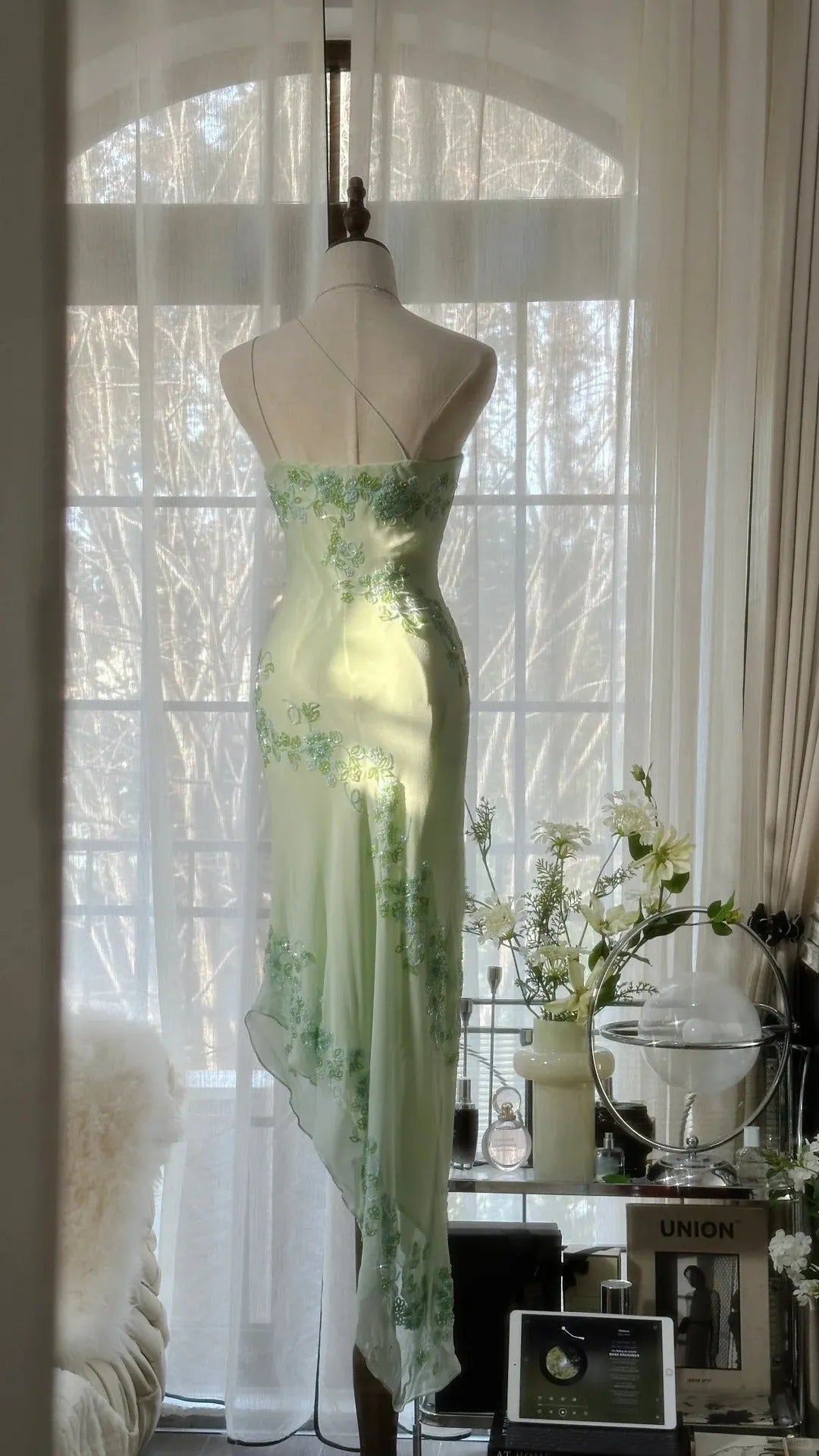 Vintage Evening Dresses, Sleeveless Green Party Gowns  25520