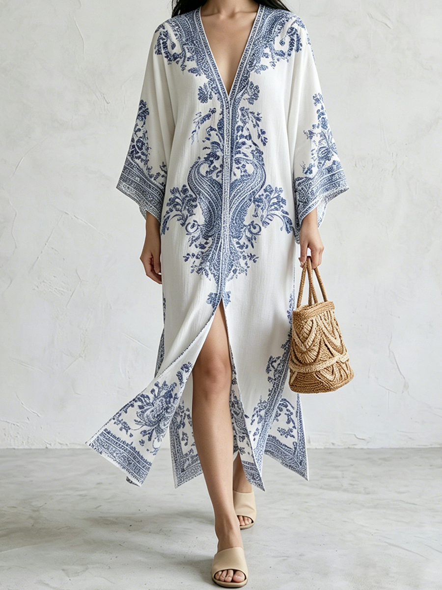 Azure Paisley Resort Maxi Dress
