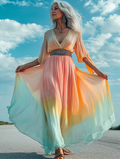 Summer vacation fashion elegant contrast color dress 7803