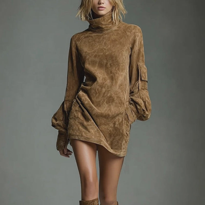 Women's Autumn And Winter New Western Retro Suede Dress