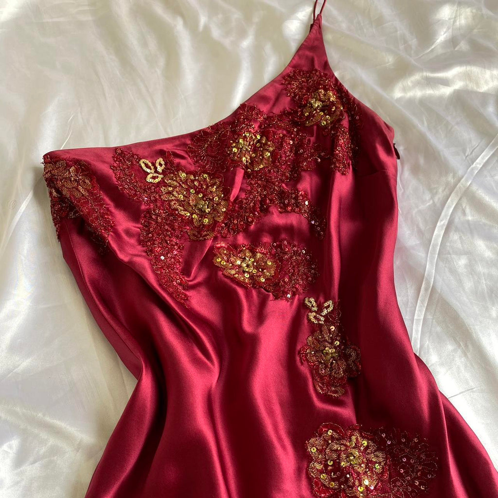 Women's Burgundy and Gold Dress