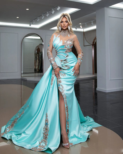 Aadita Glamorous Stone-Encrusted Side-Tail Dress
