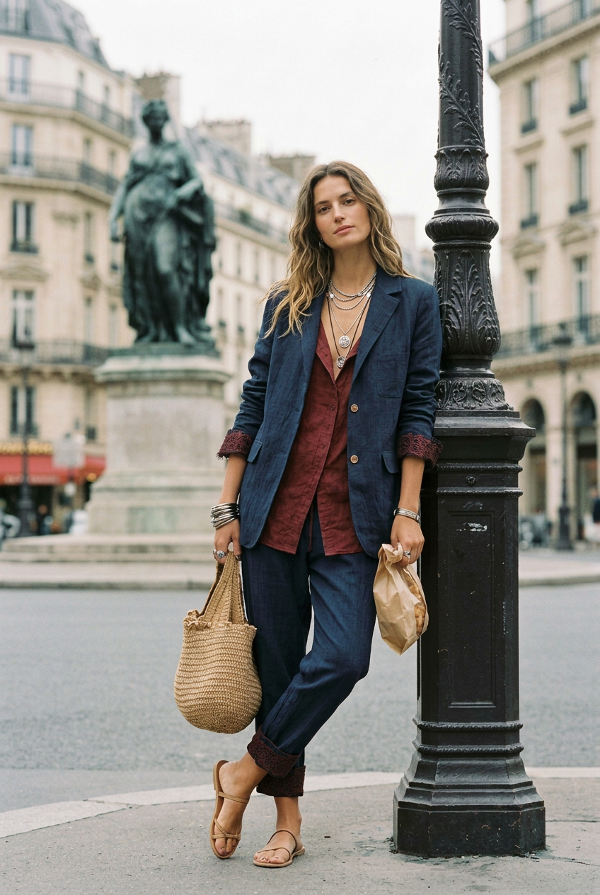 Lightweight Bohemian Cotton-Linen Suit Set