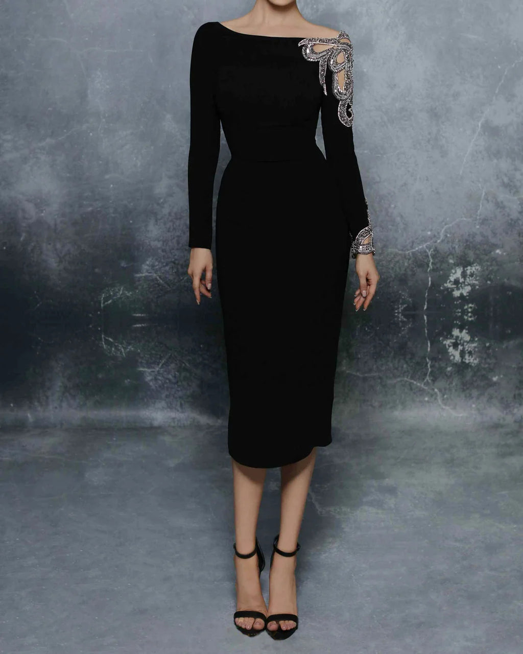 Ladies Casual Elegant Sexy Rhinestone Dress - 01