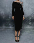 Ladies Casual Elegant Sexy Rhinestone Dress - 01