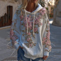 Women's Classic Floral Embroidery Art Comfy Hoodie