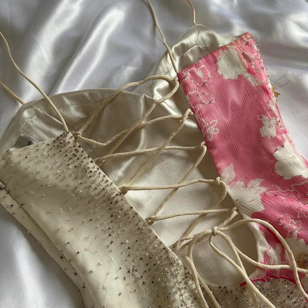 Women's White and Pink Dress