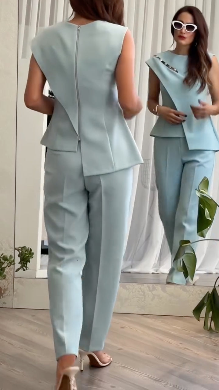 Light Blue Tailored 2‑Piece Set