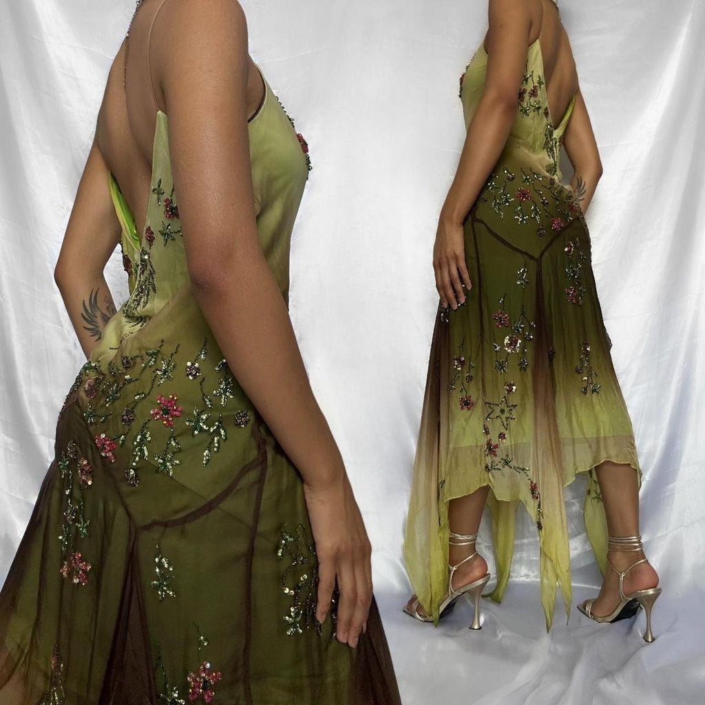 Women's Green and Brown Dress