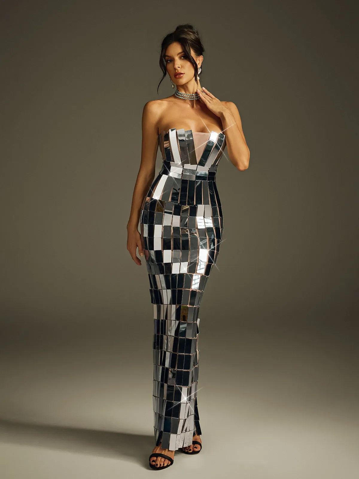 Haelys Strapless Acrylic Maxi Dress