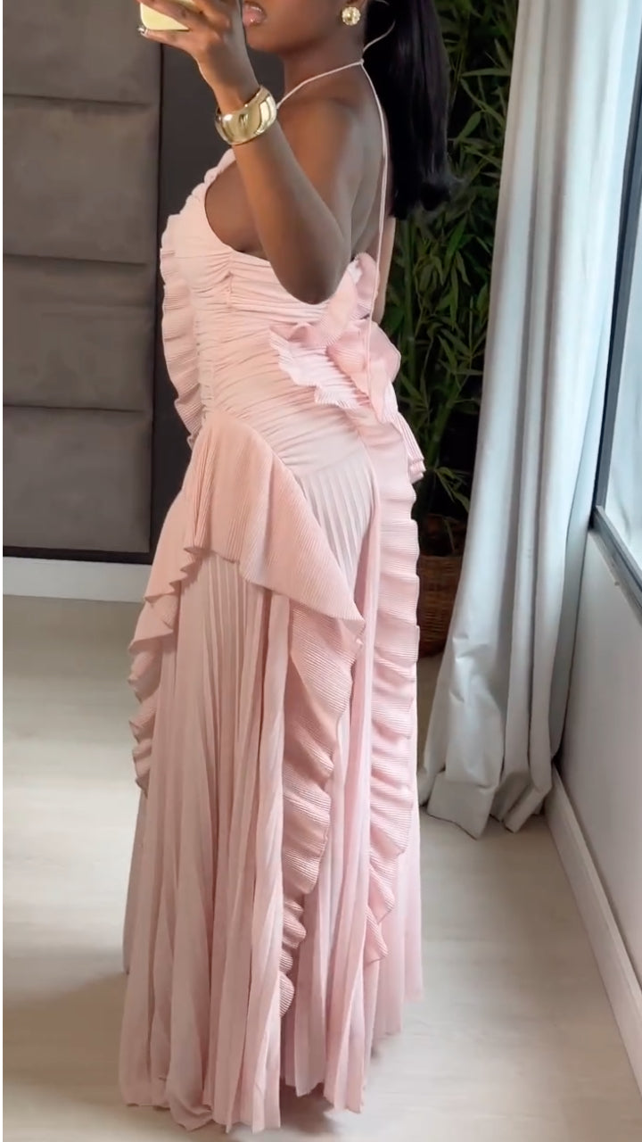 Halter Ruffled Maxi Dress