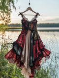 Summer Handmade Lace Plaid Patchwork Dress c6af