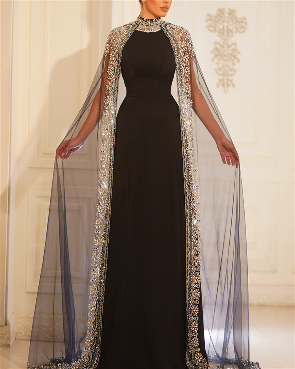 Women's Mesh Sequin Evening Dress