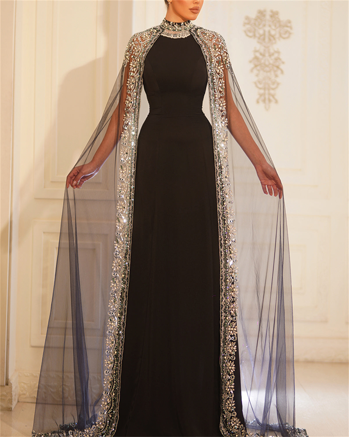 Women's Mesh Sequin Evening Dress