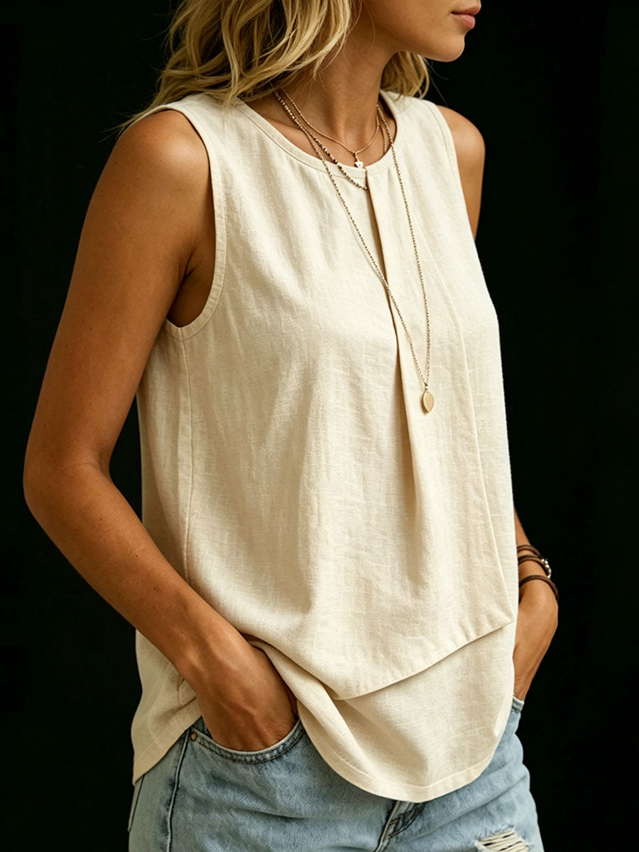 Women's Casual Sleeveless Crew-neck Vest Top