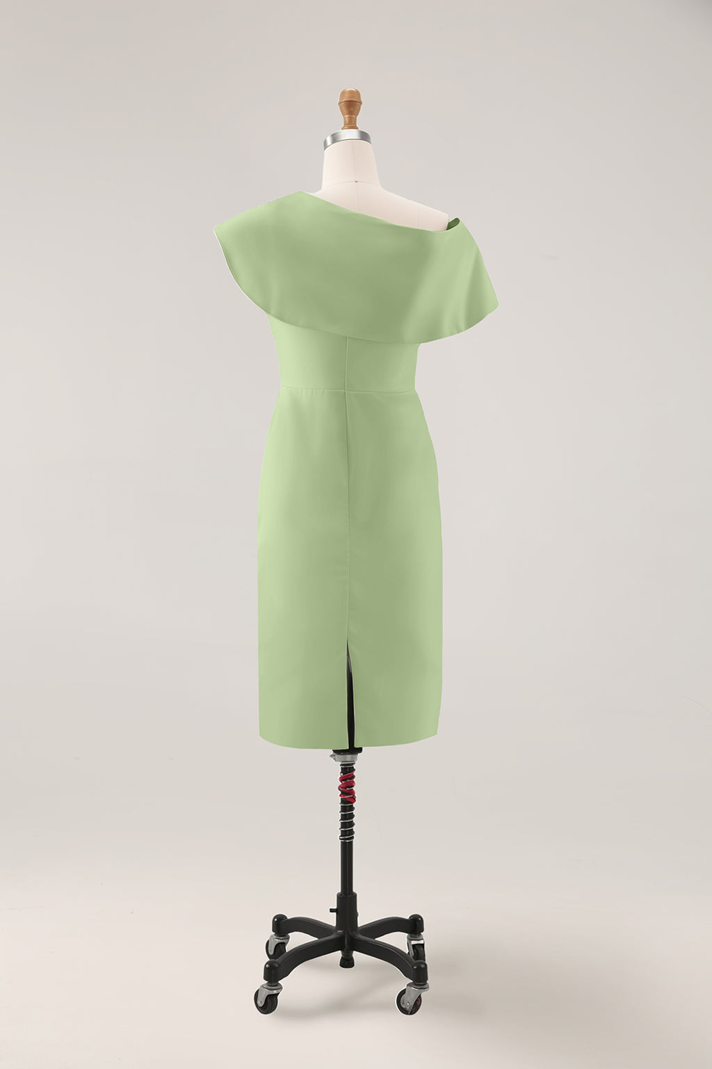 Daily Sage Green Dress Lotus Leaf Sleeve Asymmetrical Layered Bodycon Midi Dress