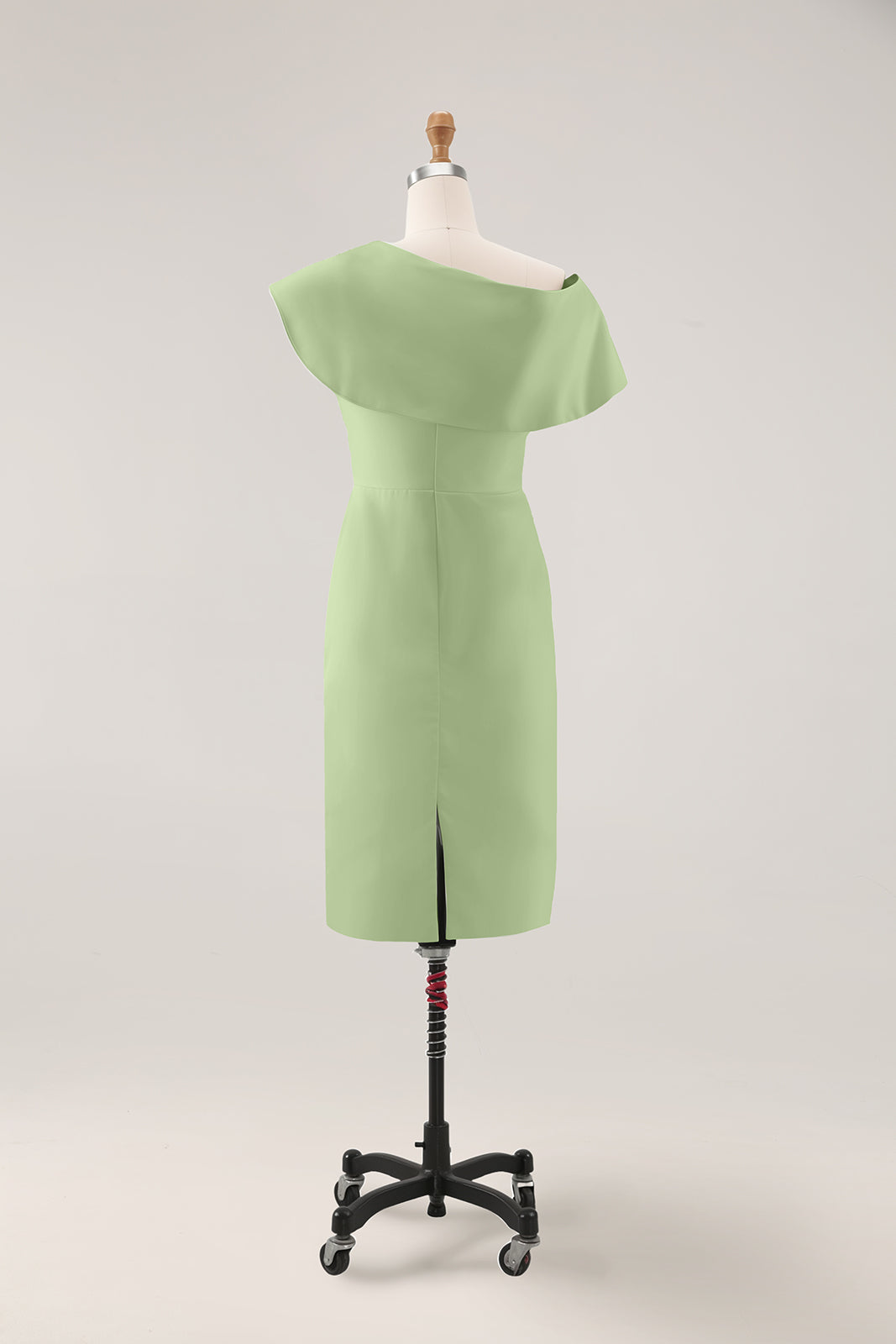 Daily Sage Green Dress Lotus Leaf Sleeve Asymmetrical Layered Bodycon Midi Dress