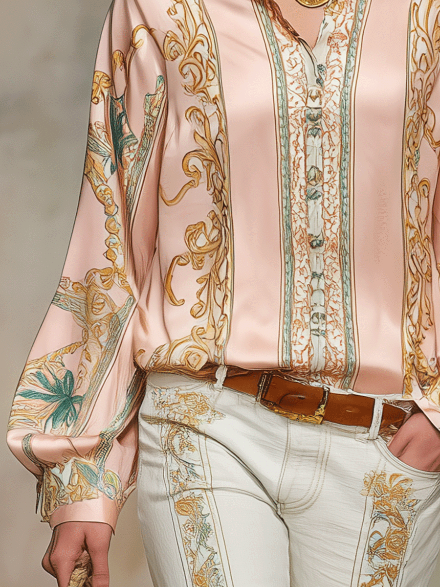 Bohemian Luxe Satin Print Blouse
