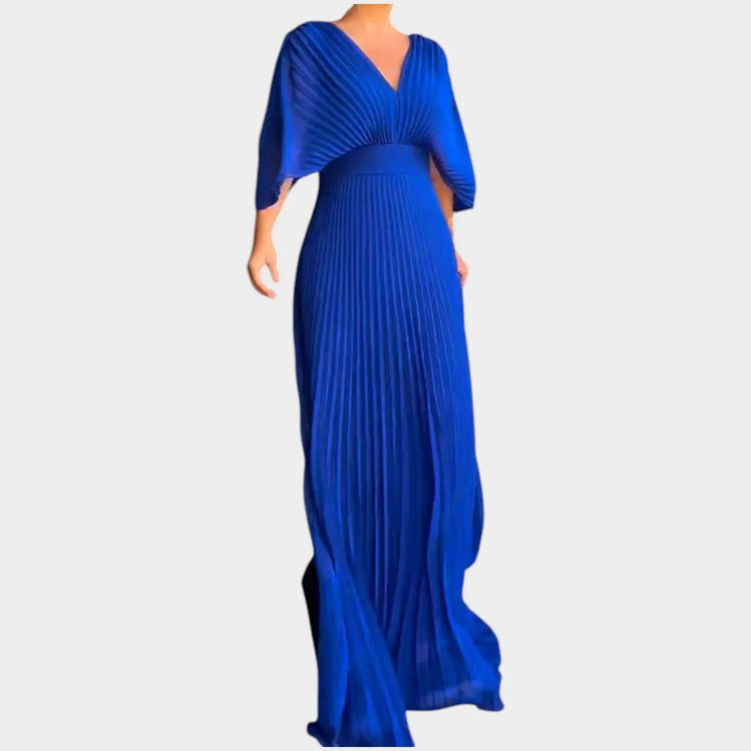 Romantic Pleated V-Neck Maxi Dress