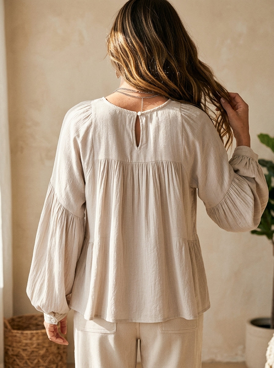 Airy Vintage-Inspired Ruffle Soft Ruffle Bohemian Blouse