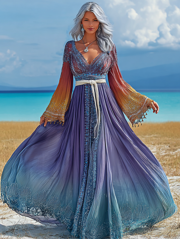Summer vacation fashion elegant contrast color dress 5236