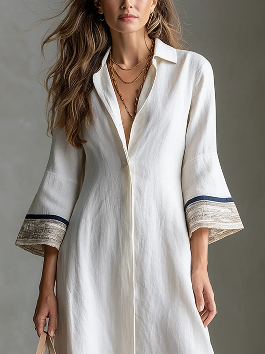 Refined Ivory Contrast Hem Maxi Dress