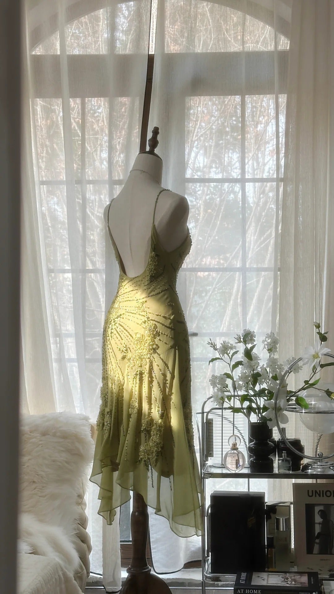 Vintage Evening Dresses, Sleeveless Green Party Gowns  25516