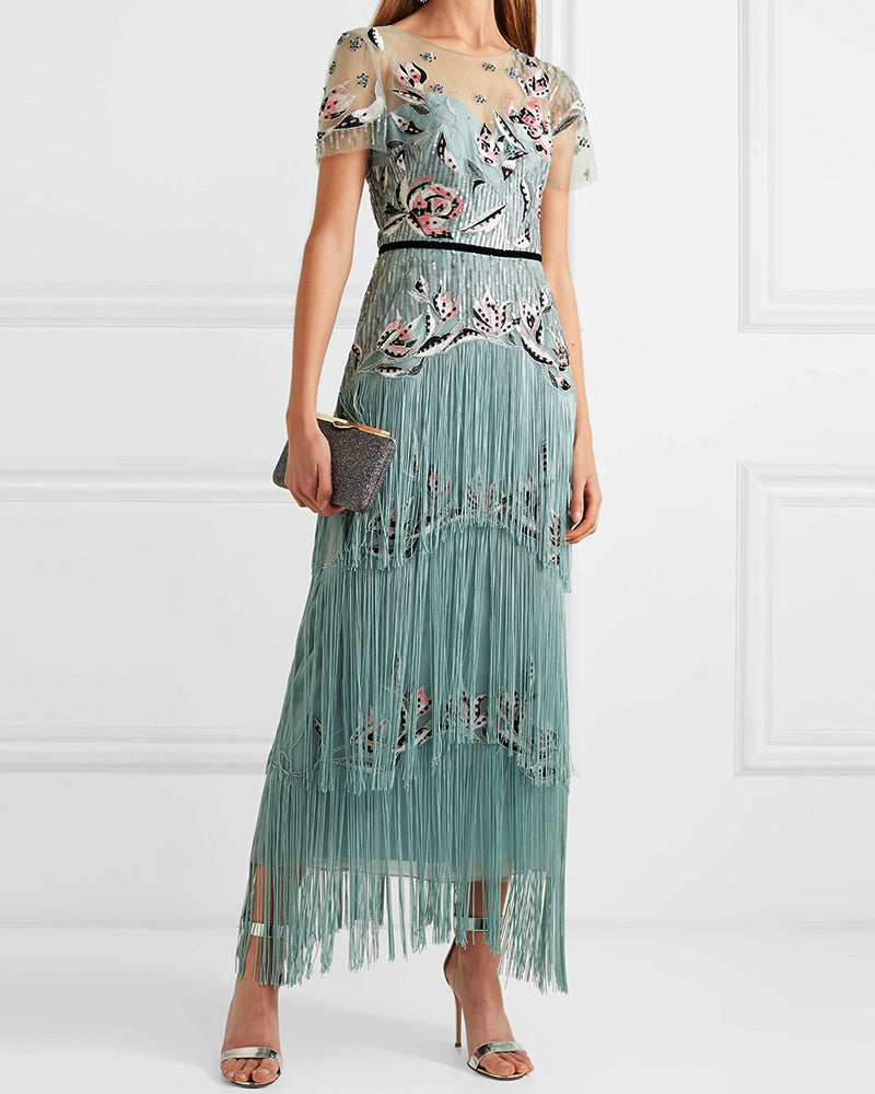Women's Elegant Fringe Dress - 01