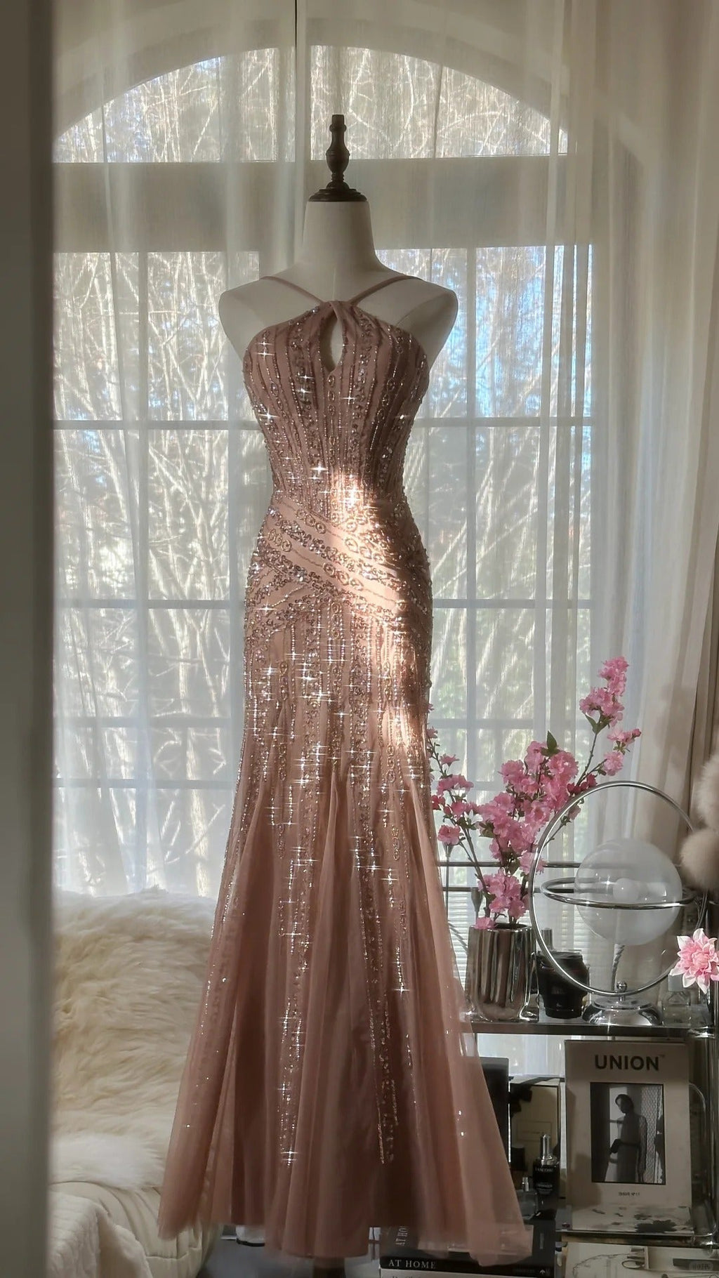 Vintage Champagne Evening Dresses, Sleeveless Long Party Gowns  25518