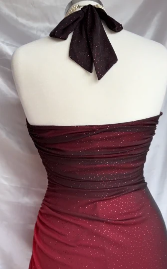 Burgundy red/indigo/navy blue shiny elegant strappy long tulle ball gown evening dress birthday party dress