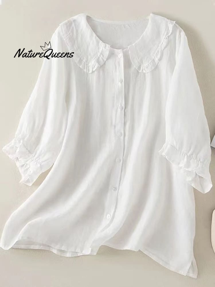 Women‘s Peter Pan Collar Cotton Shirt