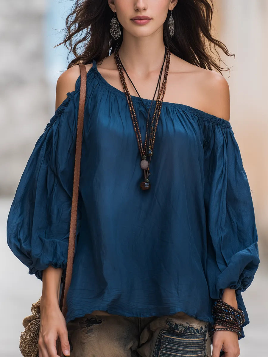 Retro Bohemian Midnight Blue Top