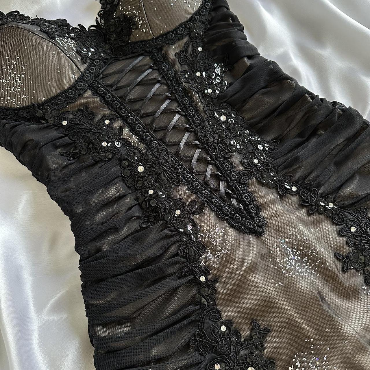 Women's Black and Cream Dress