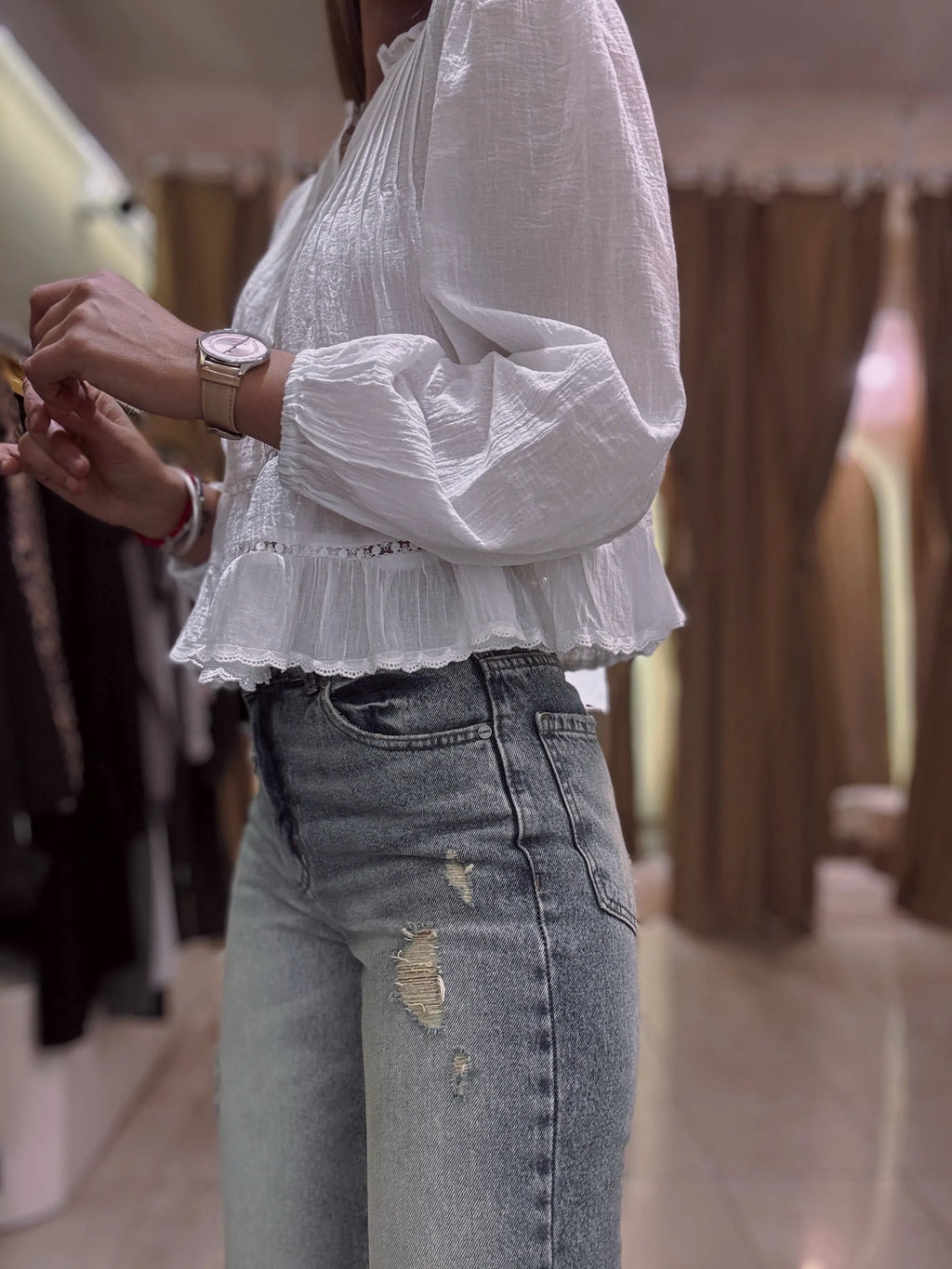 Cozy, Casual Linen And Cotton Shirt With Trim