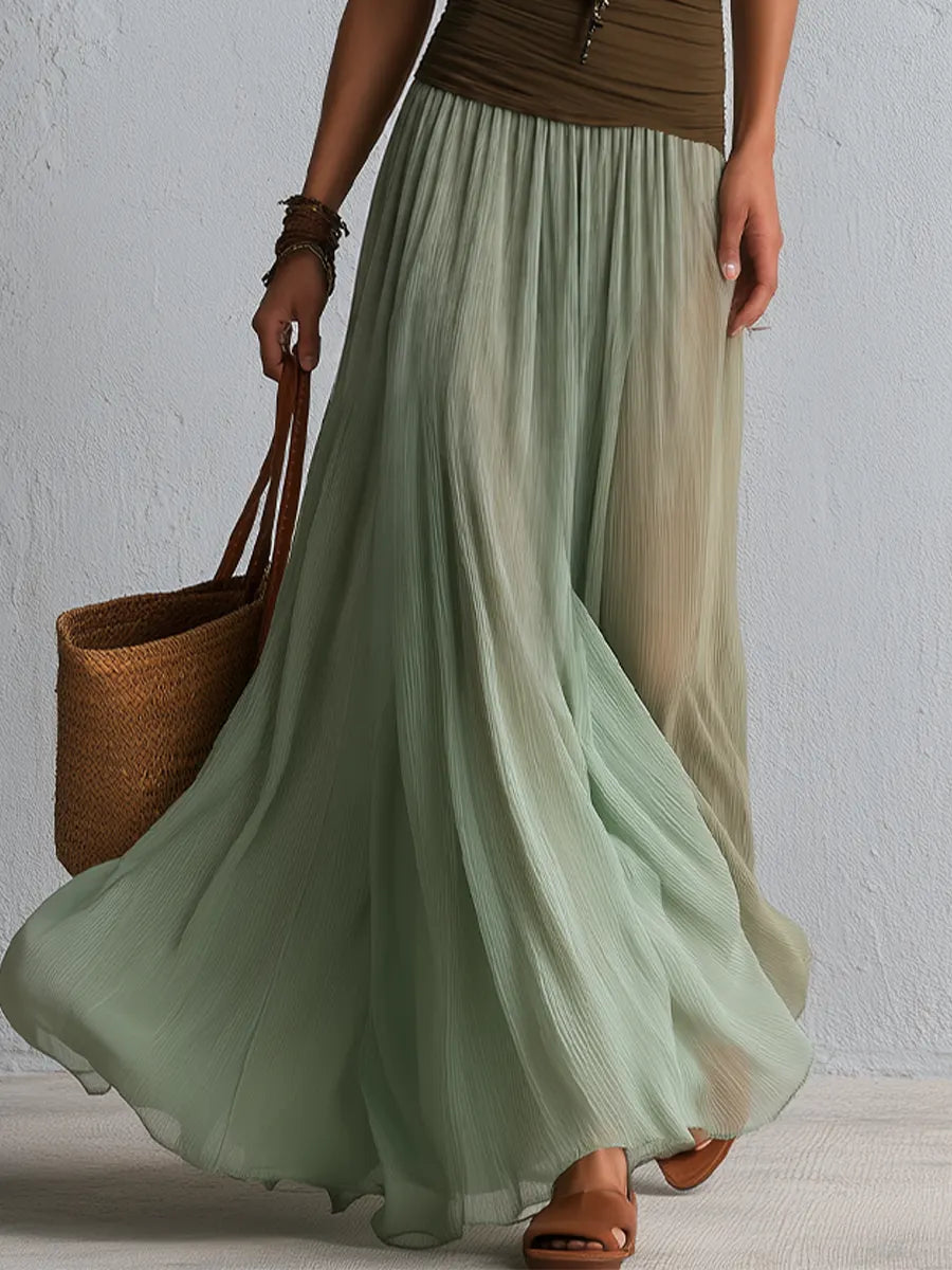 Minimalist Sage Green Halter Neck Ruched Waist Maxi Dress