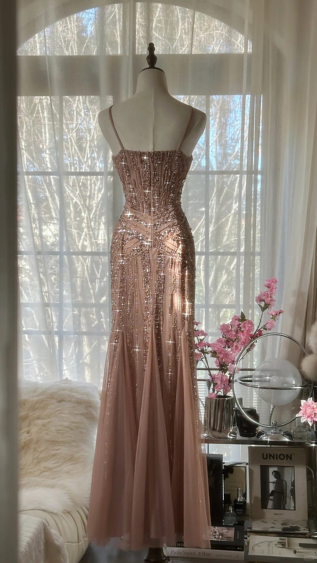 Vintage Champagne Evening Dresses, Sleeveless Long Party Gowns  25518