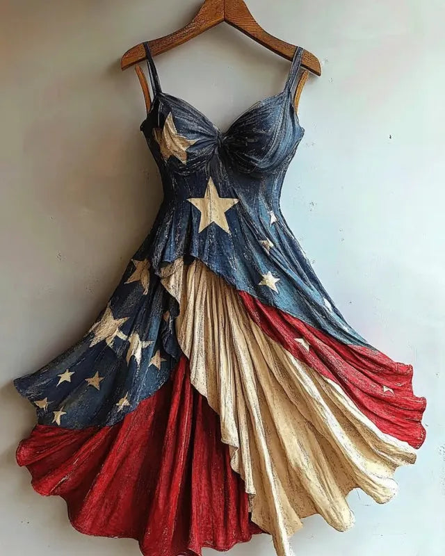 Independence Day themed print gilded dress e5fd