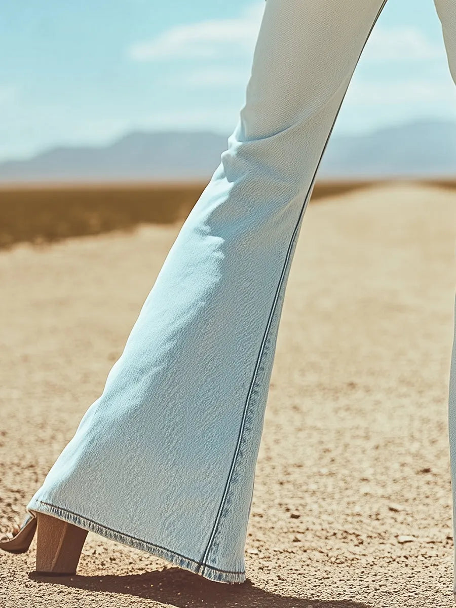 [24-hour shipping out]Vintage Back Pocket Star Embroidery Denim Flared Pants