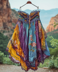 Summer Vacation Ruffle  Lace Patchwork Skirt 9c29