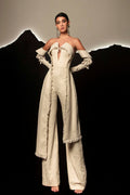 Off sleeves beaded jumpsuit