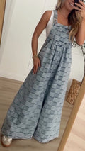 Women's Plaid-Print Casual Denim Overalls