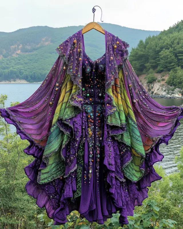Summer Vacation Ruffle Lace Chiffon Contrast Kimono 27dd