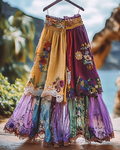 Summer Vacation Ruffle  Lace Patchwork Skirt 87d5