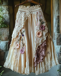 Summer Vacation Ruffle Lace Patchwork Skirt 2c54